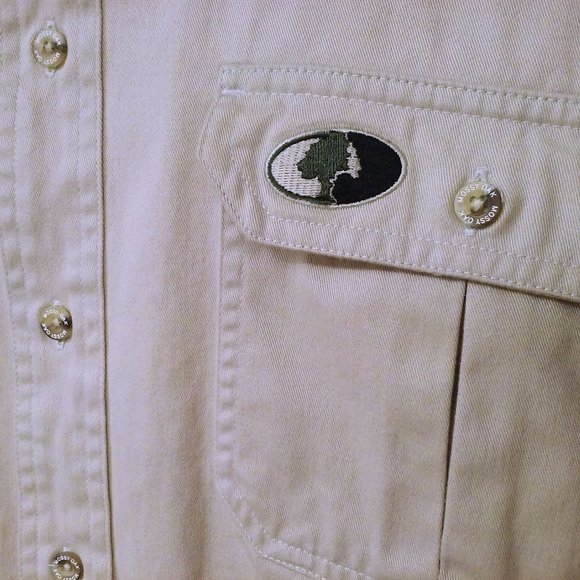 Vintage 90s Mossy Oak Shooting Shirt Shacket -XL ButtonUp Pocket Quilted SSL Tan - Picture 5 of 12
